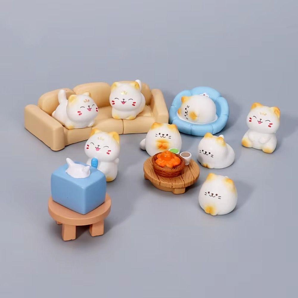 Милые DIY Аксессуары Мультяшный Кот Модель Мини-Кот из Смолы Настольное Украшение Фигурка Животного Украшения Аксессуары