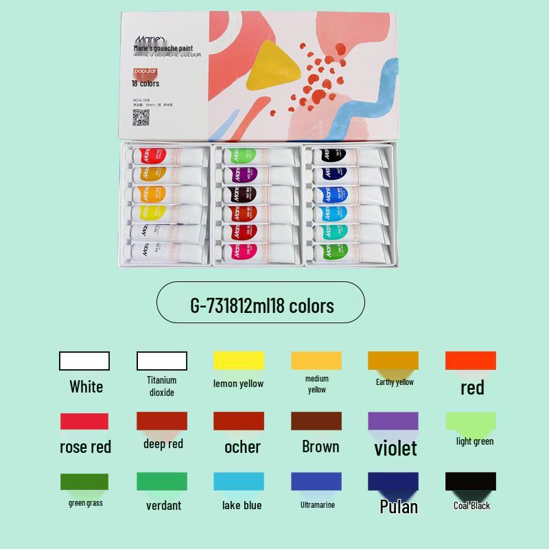 Mali Gouache Paint Set - 5ml & 12ml Tubes, Boxed for Beginners