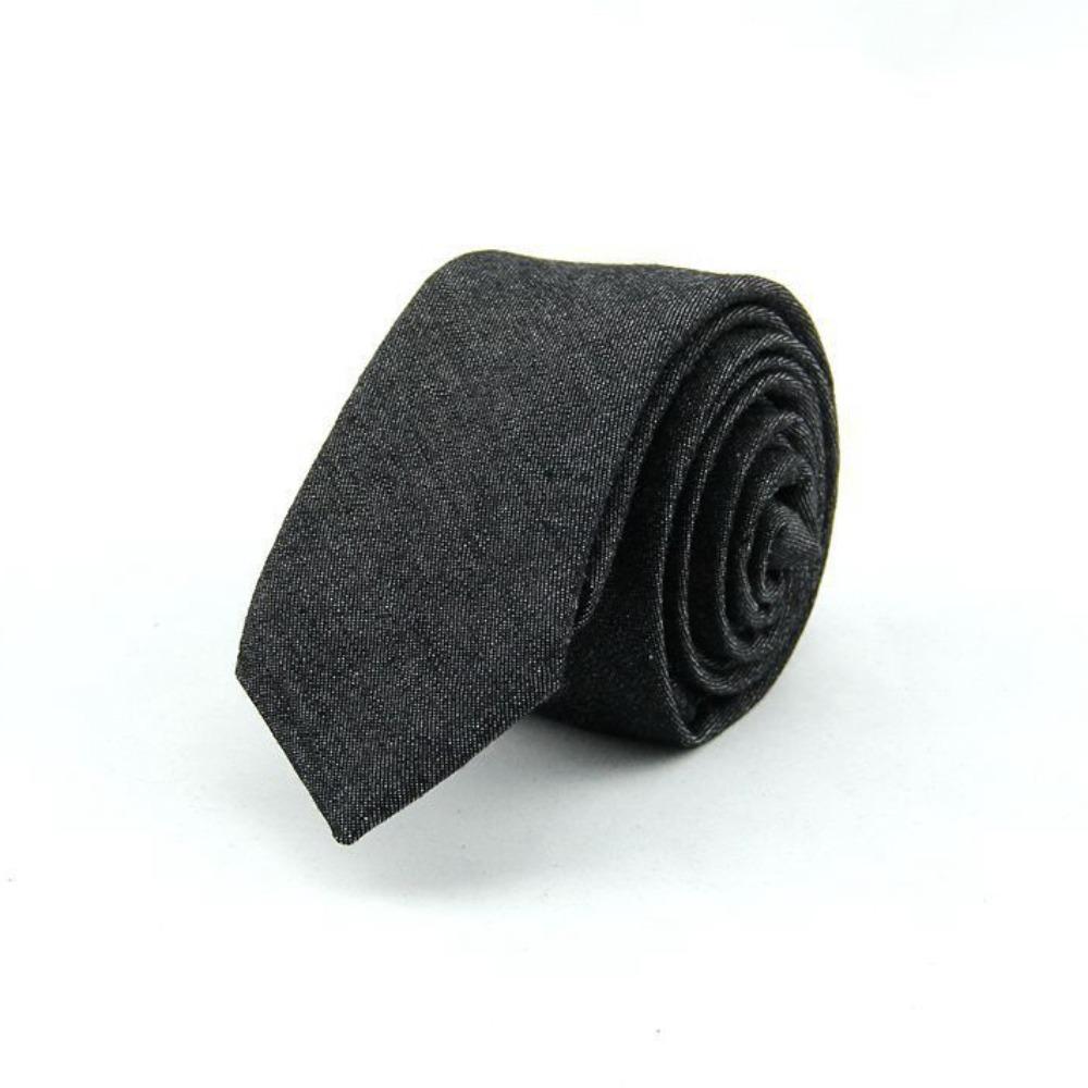 Adjustable Jean Fabric Tie Narrow Retro Cravat Simple Denim Men Necktie Suit Accessories