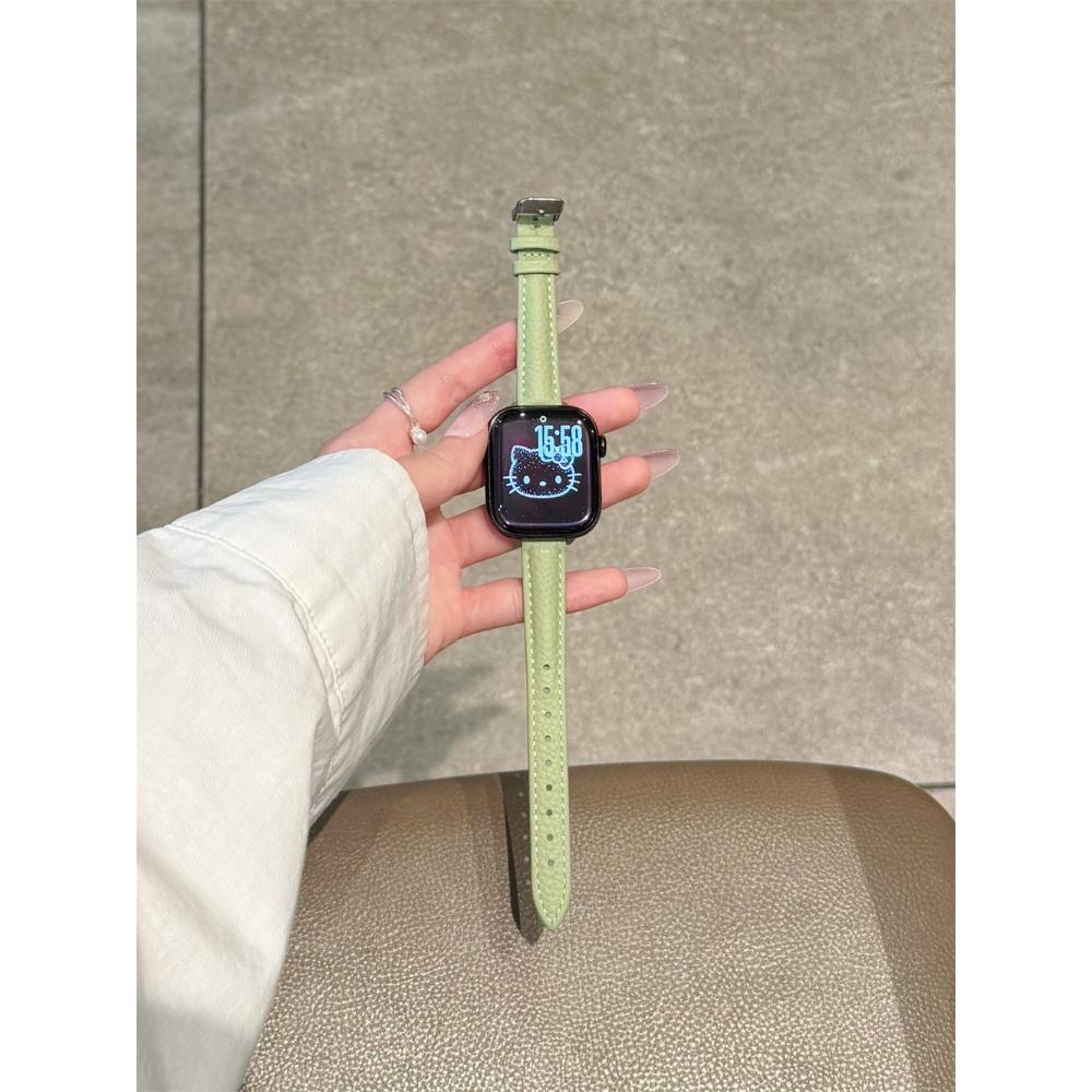 Тонкий кожаный ремешок для Apple Watch Band 44 мм 38 мм 41 мм 49 мм 45 мм Наручный женский браслет IWatch Серии 11 10 9 8 7 6 5 4 SE Ultra 2 3