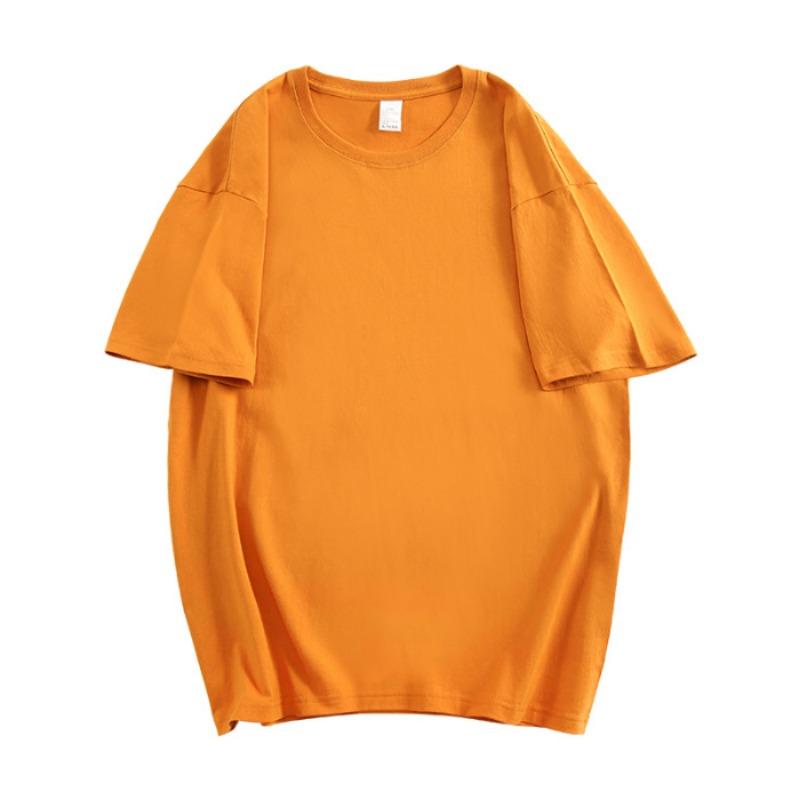Solid-colored Cotton Sewn Loose Large-sized Pure Cotton Short-sleeved T-shirt for Women's Couple