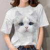 Женская футболка Kawaii Cat Print 3D футболка Топ для девочек Y2k Одежда Летние футболки с короткими рукавами с v-образным вырезом Повседневная праздничная женская футболка