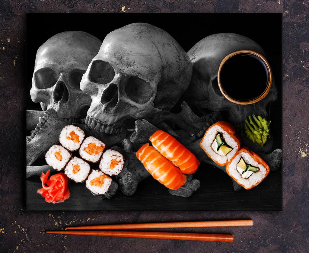 GLASS PLATE CUTTING BOARD 52x40 SKULL