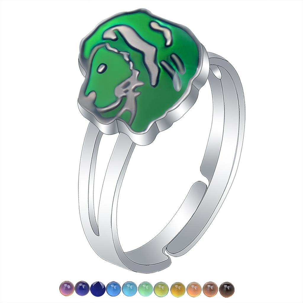 1Pcs Fashion Ring Simple Children's Princess Cartoon Cute Animal Temperature Change Ring