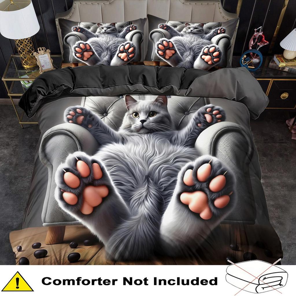 Милый комплект пододеяльника с принтом кошек, стиль кинг-сайз, квин-сайз, постельное белье, машинная стирка, украшение одеяла, спальня, гостевая комната