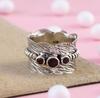Meditation Band Ring, Anxiety Ring, Silver Jewelry, Garnet Spinner Ring, 925 Sterling Silver, Gemstone Spinner Ring, Fidget Ring,