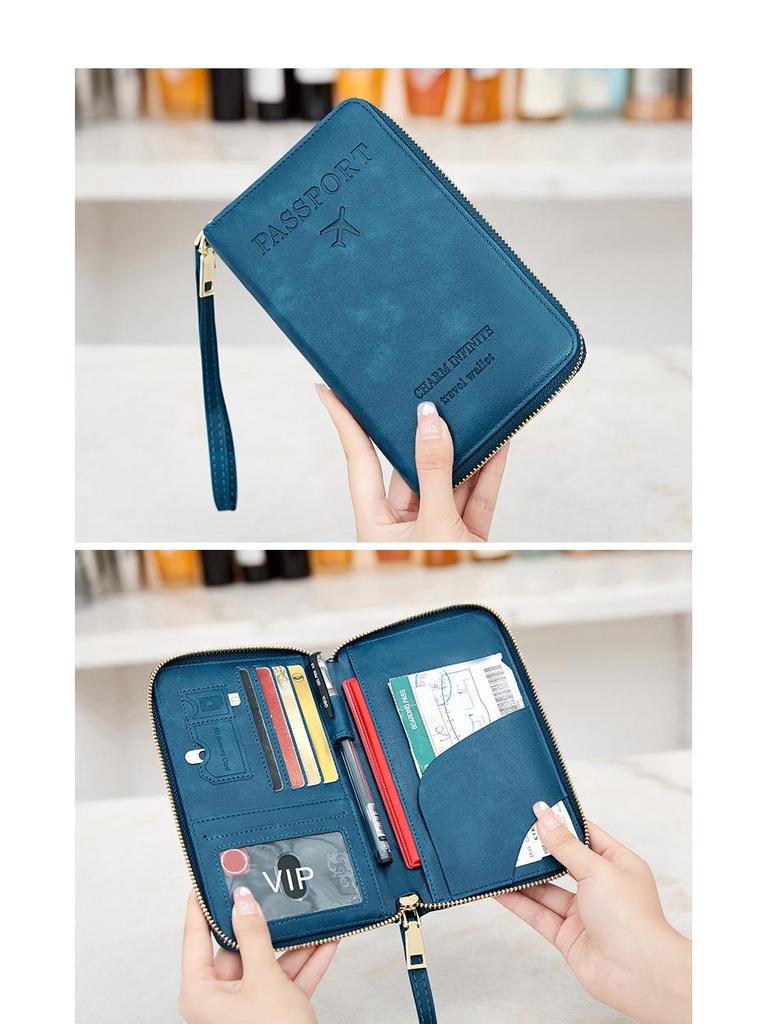 2024 RFID Travel Passport Holder & Ticket Organizer - Multifunctional Zipper Document Bag