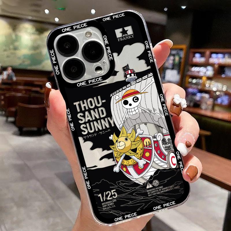 Японское аниме L-Логотип Луффи Чехол для iPhone 16 15 14 13 12 11 Mini Pro Max X XR XSMax 7 8 Plus SE20 Ван Пис Прозрачный чехол