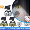 Солнечный настенный светильник 112LED/120COB, супер яркий свет 220 мАч/48 Вт с датчиком движения, пульт дистанционного управления, водонепроницаемый, наружное освещение двора