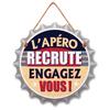 [Q7093] - 'Messages' Gray Blue Beige Wooden Plaque (Capsule - L'Apéro Is Recruiting - Get Involved!) - 19x19 Cm