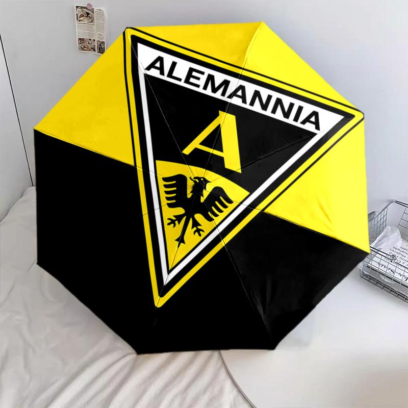 1 PC Automatic Folding Umbrella - Alemannia Aachen Pattern Portable Foldable Design With 8 Ribs Christmas Birthday Gifts