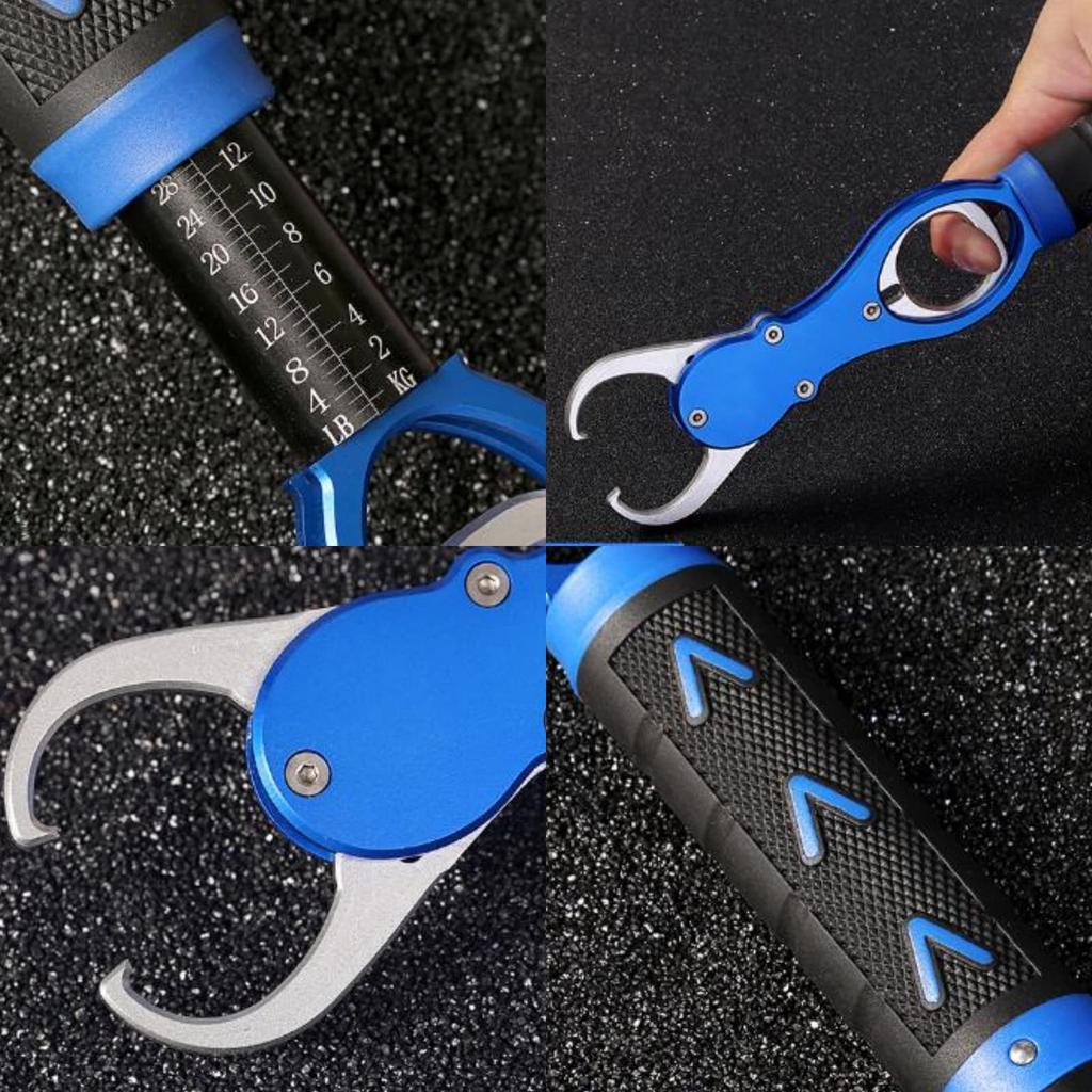 Lunari Fish Grip Fish Catcher with Fish Measuring Convenient Fish Blue Non-Slip Carabiner, Grabber, Tool, Grab, (Blue)