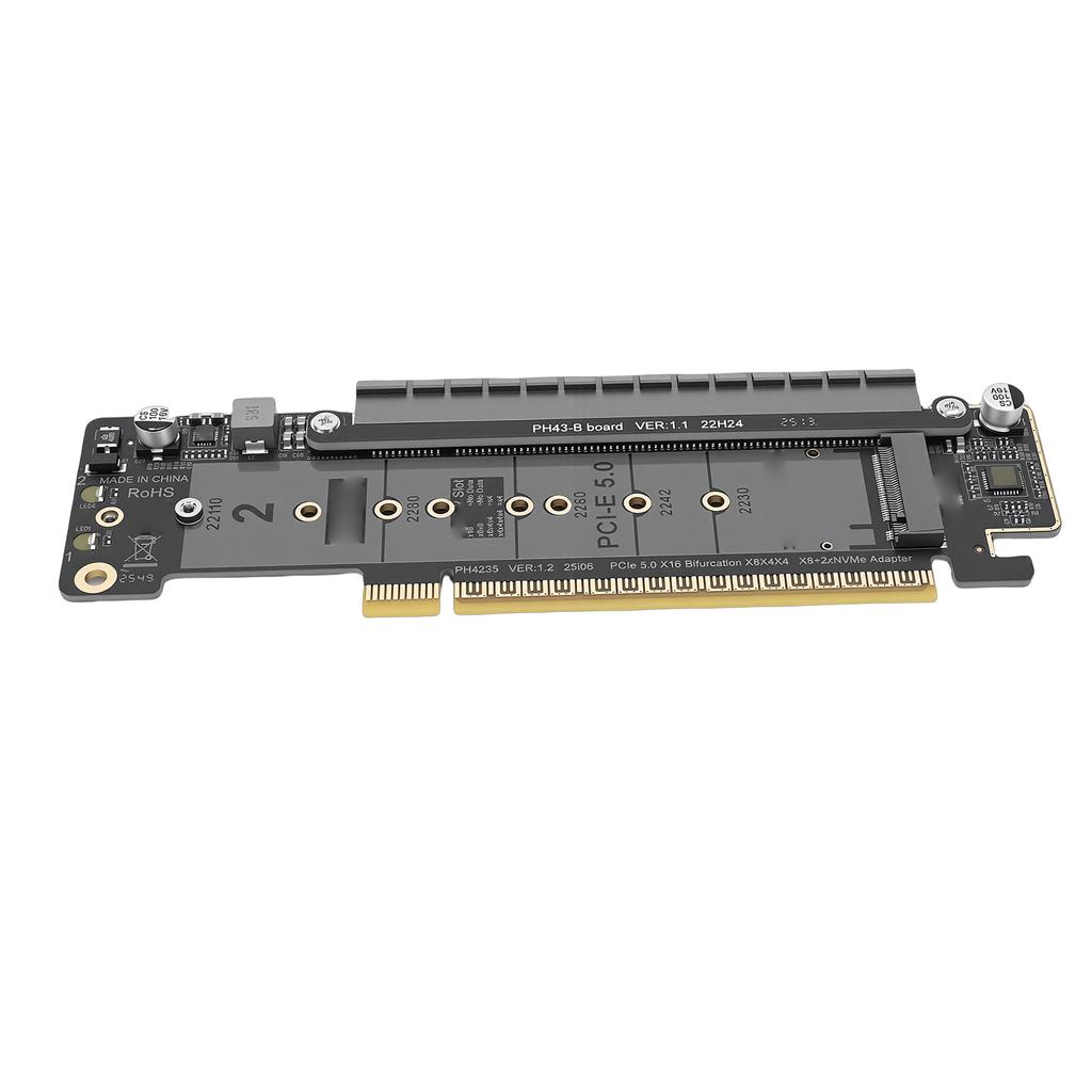 Адаптер PCIe 5.0 X16 на две M.2 M-Key, карта расширения M.2 PCIE NVMe, поддержка разделения X8 X4 X4 для высокоскоростных SSD