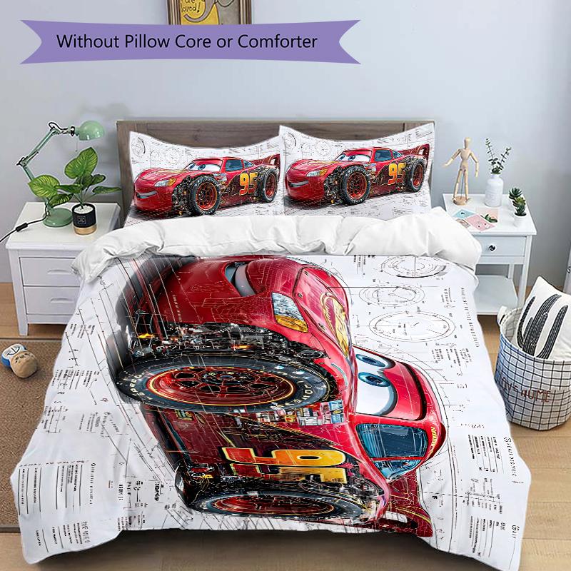 3Pcs Car Blueprint Bedding Set Soft Fabric Duvet Cover Pillowcases Home Xmas Halloween Gift 1 Duvet Cover 2 Pillowcase S1425