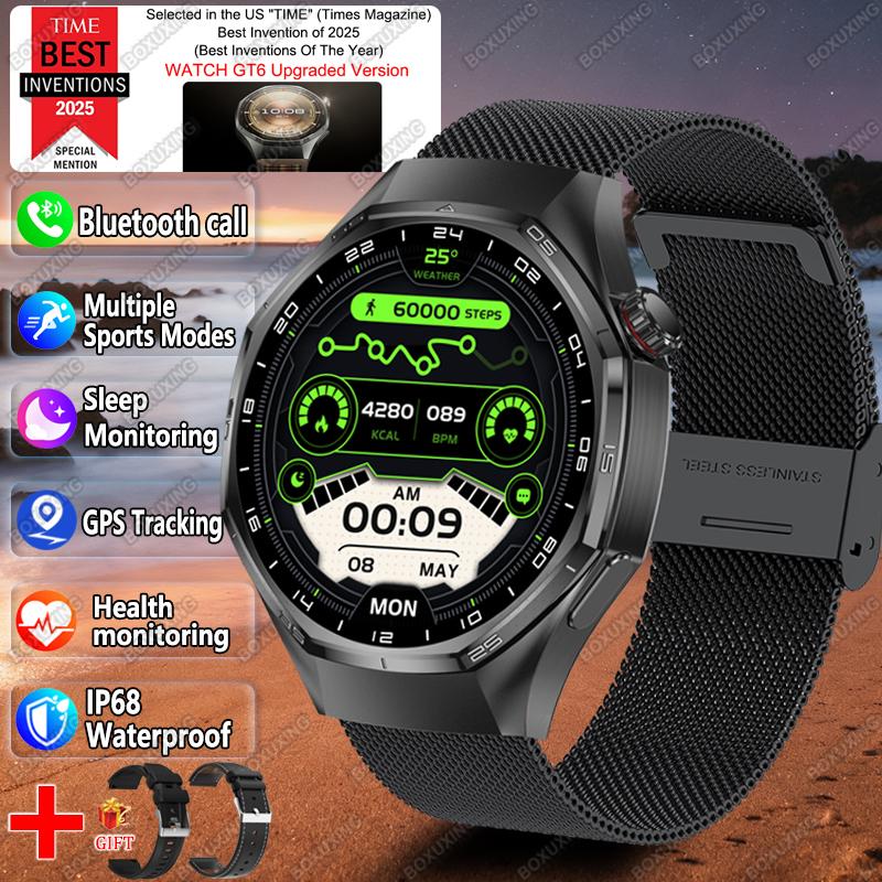 Глобальная версия Watch 6 Pro Новые умные часы для мужчин Экран GPS-трек Bluetooth-звонок Водонепроницаемые Спортивные Пульс Умные часы