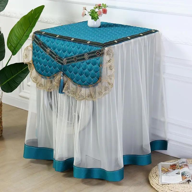 Пылезащитный чехол для стиральной машины с французским барабаном, хит продаж, тканевые чехлы для стиральных машин, синий кружевной пылезащитный чехол для стиральной машины