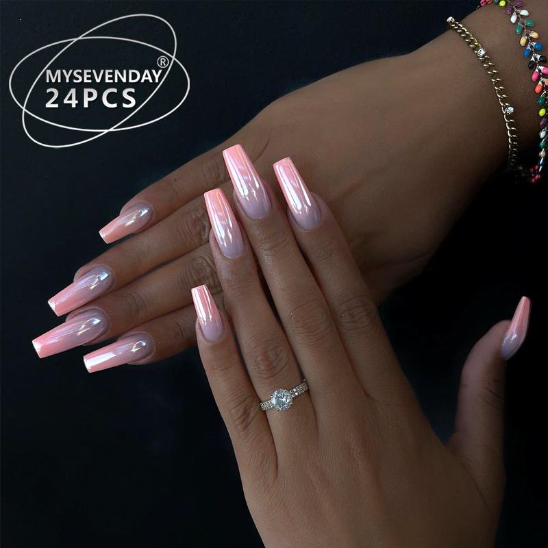 Европейские и американские градиентные персиковые балетные типсы для коротких ногтей