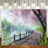 A party decoration landscape banner with flower bridge and stream design -1 polyester background cloth