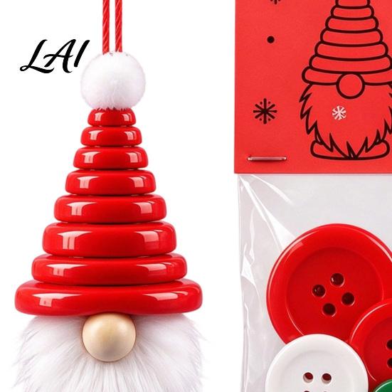 DIY Ornament Making Set Christmas Button Pendant Craft Kit for Kids Adults Handmade Santa Hat/Bell/Gnome/Wreath Hanging Gift Children with
