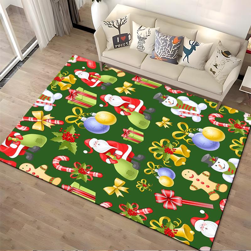 Festive Christmas Pattern Rug Non-slip rug suitable for living room and bedroom sofas.
