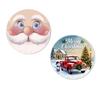 1Pc/2Pcs 2D Flat Aluminium Round Sign, Cute Santa Face Christmas Red Truck Snowman Pattern Metal Hanger, Winter Xmas Themed Aluminum Wall Hanging