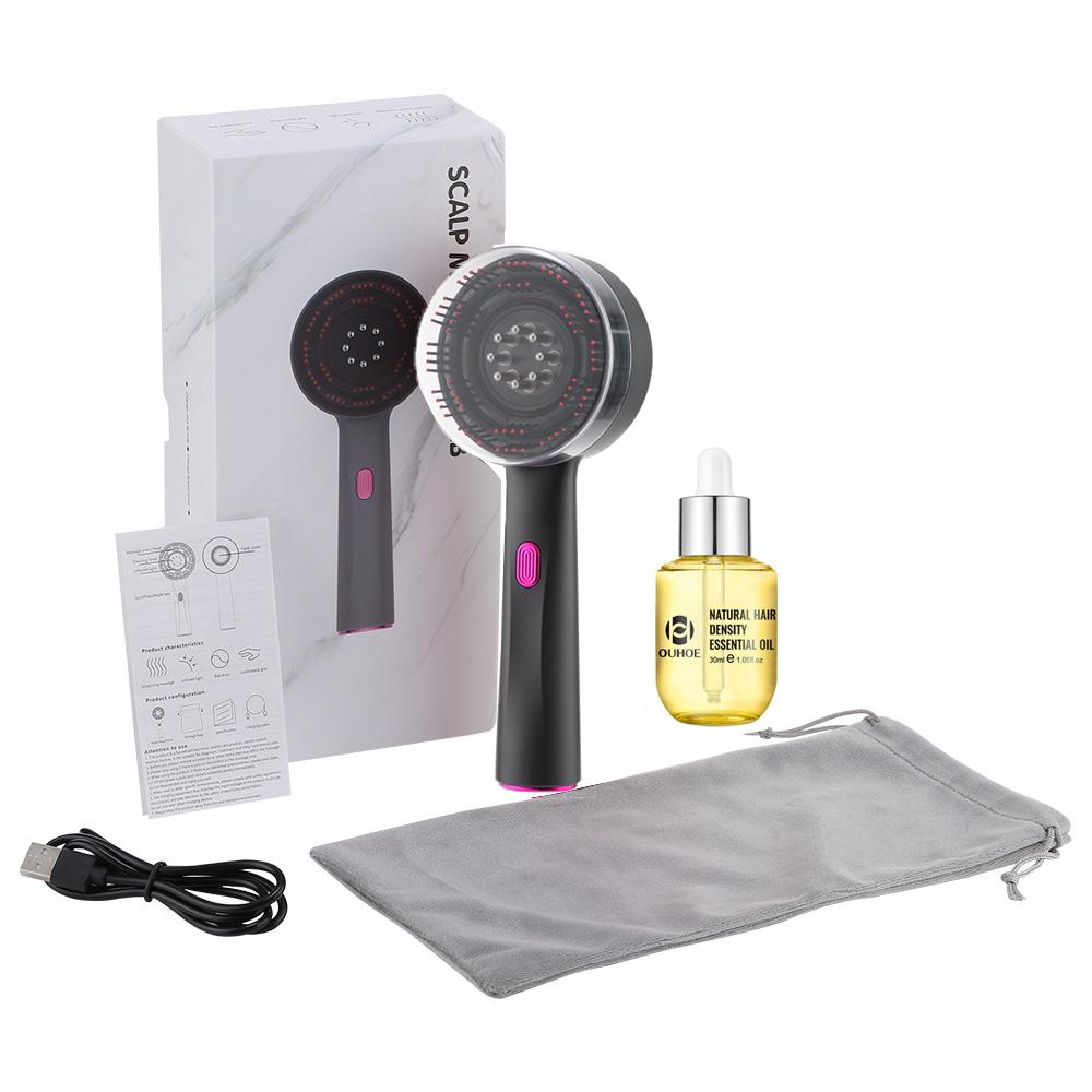 Electric Vibration Massage Comb Red Light Hair Growth Massage Scalp Brush Anti Hair Loss Liquid Oil Applicator Hair Care