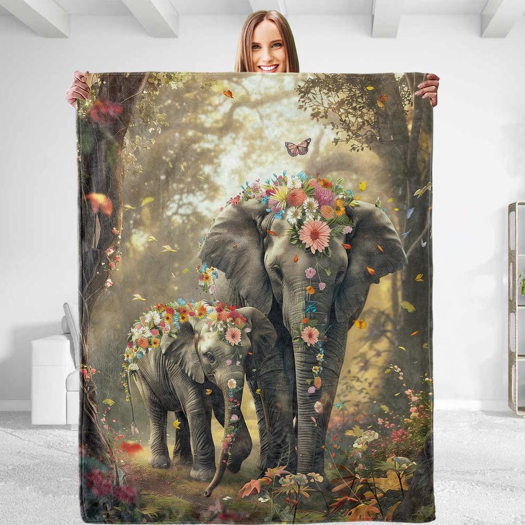 Elephant Blanket Gifts for Women Girls Super Soft Cozy Elephant Throw Blanket Warm Fuzzy Plush Fleece Bedding Decor Blanket