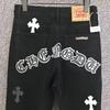 9903 CHROME HEARTS Men's and Women's American Style Trendy Jeans with Fabric Patches, Casual and Fashionable High Street Pants