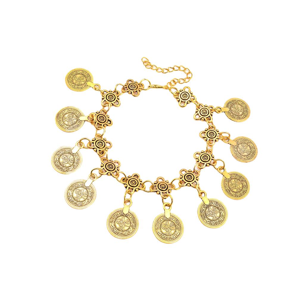 Этническая племенная монета кисточки браслет на лодыжку цепь для женщин цепочка на ногу с регулируемой длиной аксессуары для пляжа и танцев