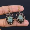 Labradorite 999 Copper Wire Wrapped Earrings, Handmade Gemstone Earrings Jewelry, Gifts For Wife Brand New Earrings