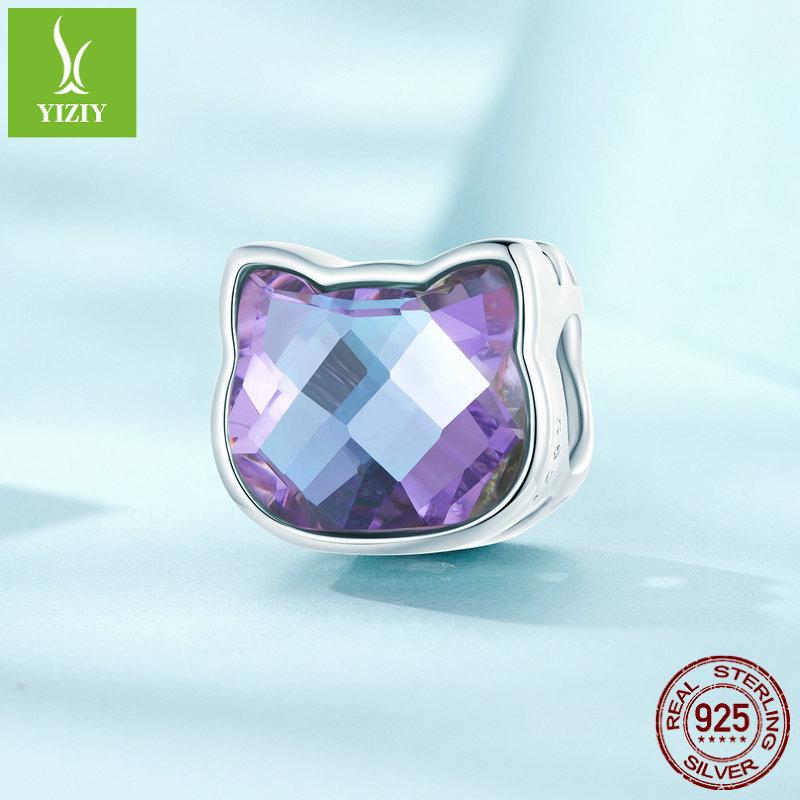 Серебряные бусины Ziyun «Цветной кот» из серебра 925 пробы – Милые питомцы, бусины для браслета «Сделай сам» SCC2469