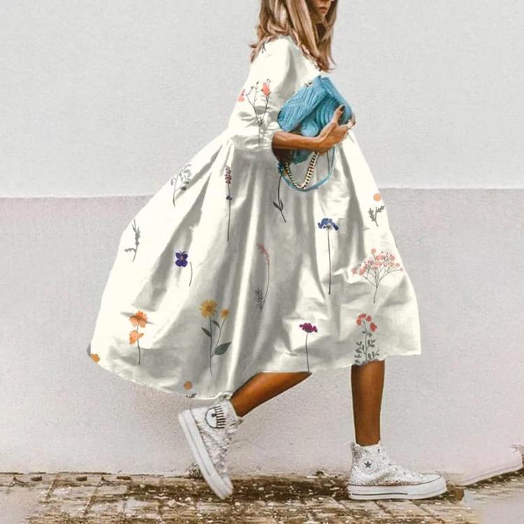 Европейско-американское трендовое женское платье с цветочным принтом, рукав средней длины