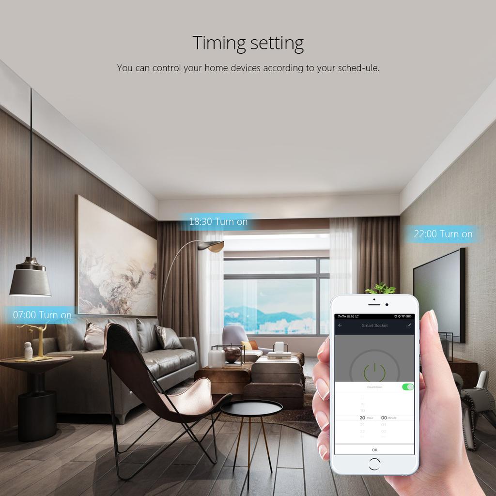 Умный дом Tuya Smart Life Smart Socket EU Plug Network Wi-Fi Розетка Использование голосового управления Работа с Google Home Alexa