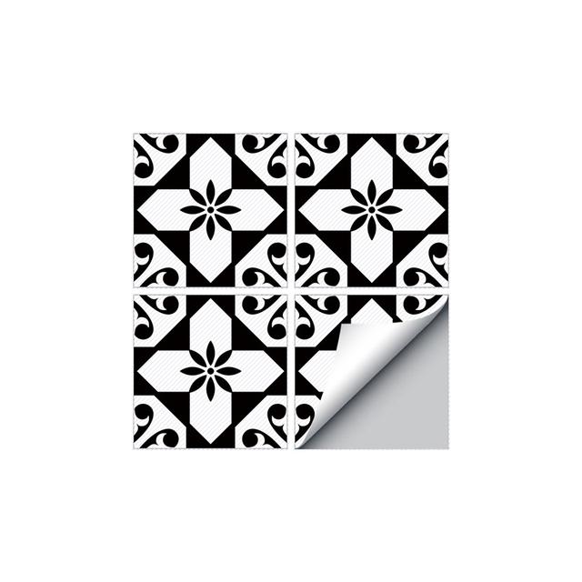 4 шт. ins черно-белые Нескользящие наклейки для напольной плитки для ванной комнаты, водонепроницаемые самоклеящиеся наклейки из ПВХ