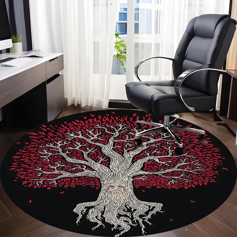 1pc Tree Spirit Office Round Area Rug, Under Office Chairs Bedroom Living Room Home Decor, Room Deco