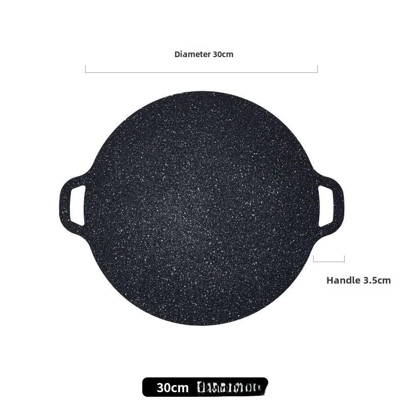 Портативная круглая корейская железная сковорода для барбекю и омлета с двойными ручками для кемпинга на открытом воздухе
