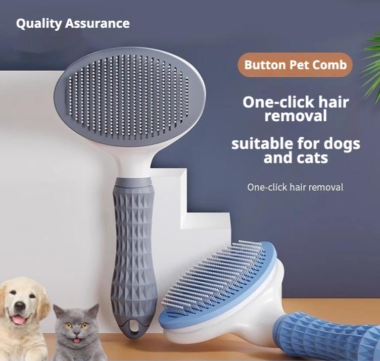 Ergonomic Handle Pet Hair Remover Brush Soft Bristle Pet Massage Comb Loose Fur&Fleas Removing for Cats&Dogs Indoor&Outdoor