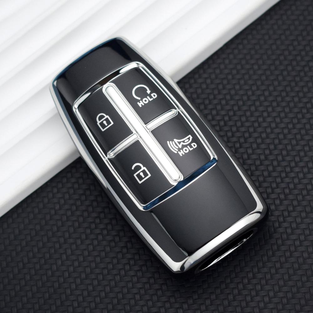 TPU 4 кнопки защитный чехол для автомобильного ключа чехол для Hyundai Genesis G80 GV80 2019 - 2023 интеллектуальный бесключевой доступ пульт дистанционного управления