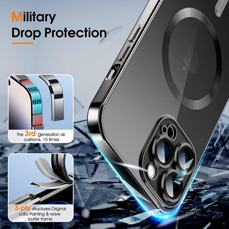 Lens Protector For Magsafe Wireless Charger Plating Clear Case For For Iphone 16 15 14 13 12 11 Pro Max Soft Magnetic Silicone Cover