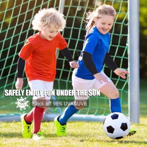 6 pairs of kids' arm sleeves for ages 4 to 10, unisex, cooling sports compression cover, UV sun protection, arm protection