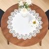 Элегантная Белая Кружевная Жаккардовая Круглая Салфетка Скатерть Настольное Покрытие Декоративная Накидка для Домашнего Комода Шарф и Центральный Элемент Стола 24 Дюйма
