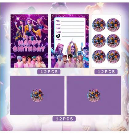 Горячие Милые Мультяшные KPop Охотники на Демонов Пригласительные Карточки на День Рождения В Наличии Детские Открытки-Приглашения Праздничные Прочные Подарки
