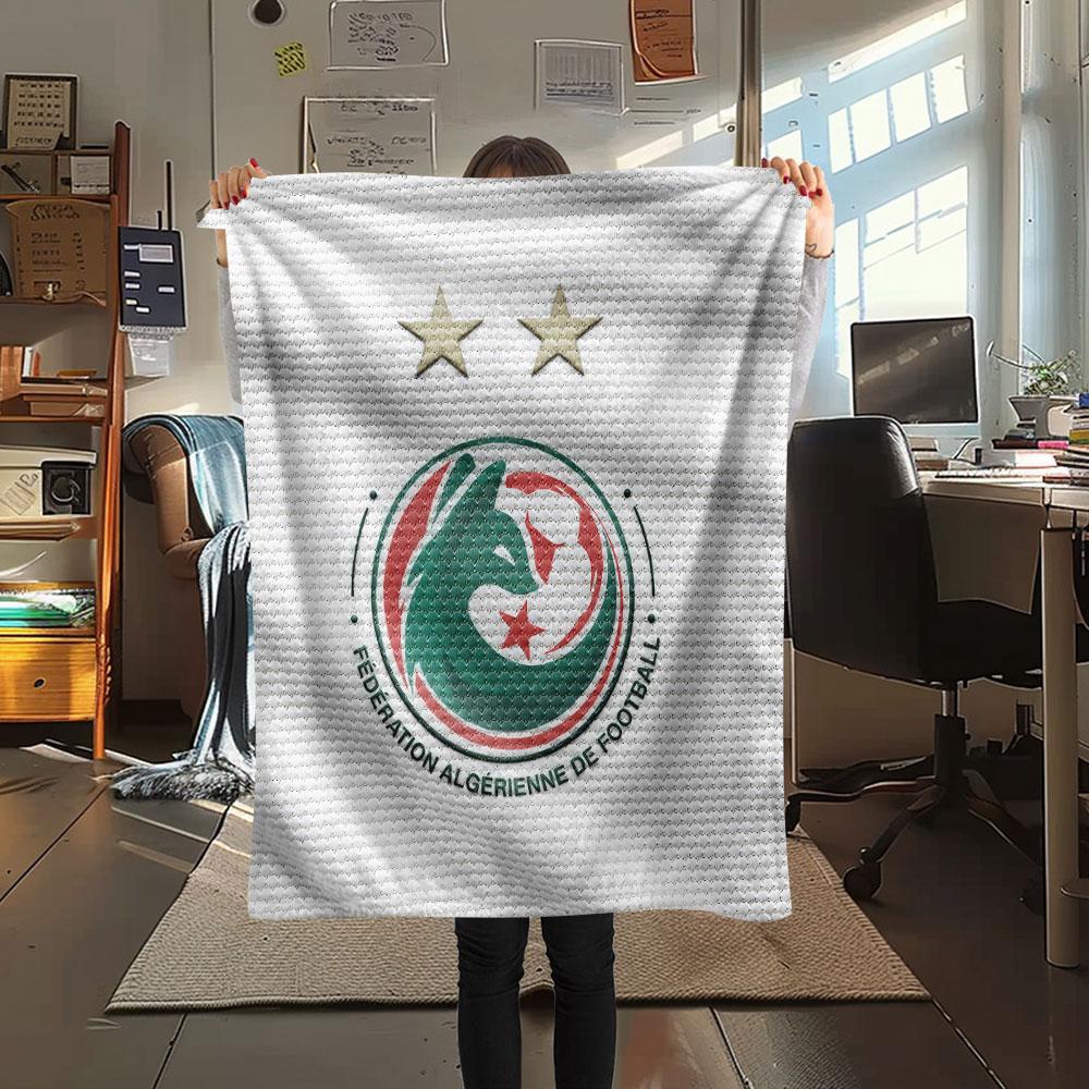Algeria football Printed Flannel Blanket, soft throw for bedroom sofa, washable,soccer fan merchandise, great gift.