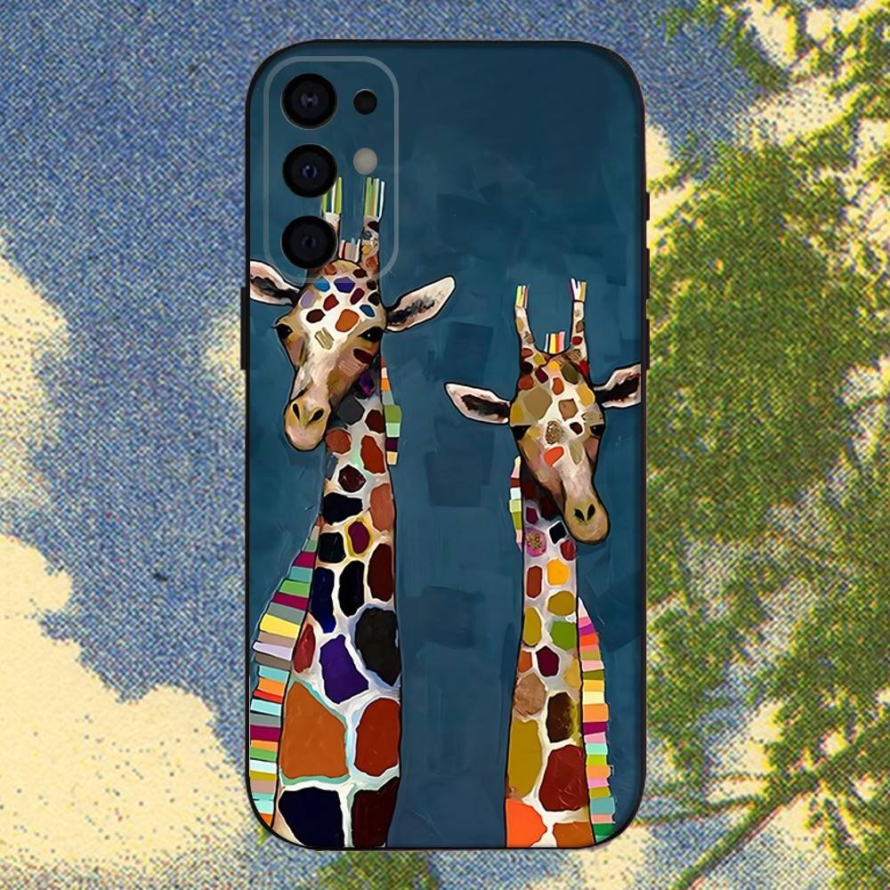 Чехол для телефона с милыми животными-жирафами для Samsung S25, S24, S21, S22, S23, S30, Ultra, S20, Plus, Fe, Lite, Note, 10, 9, 5G Черный чехол