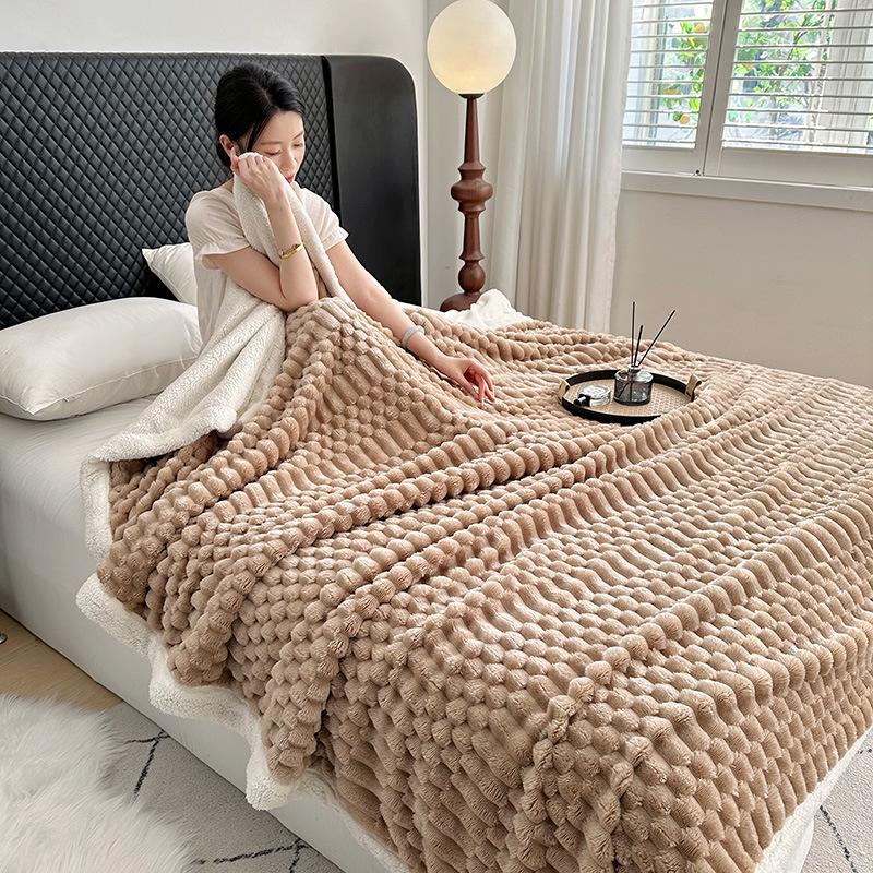 Жаккардовый плед из овечьей шерсти Ruyi 'Золотая черепаха', утолщенный полосатый диванный плед для сна