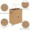 10/30pcs Shopping Bags Kraft Paper Gift Candy Bag Hand-held Paper Bags Wedding Party Decor Gifts Grocery Craft Packaging Bulk