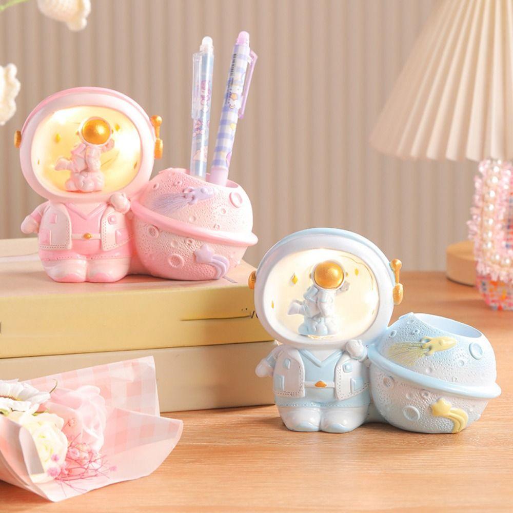 Cartoon Astronaut Pen Holder Little Bear/Pig Astronaut Ornament Makeup Brush Holder School