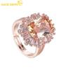 Classic Copper Alloy Zircon Ring Ladies Jewelry Wedding Promise Party Gift
