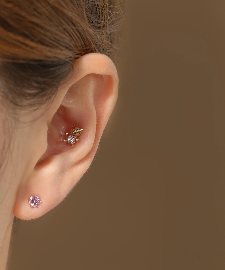 Minimalpiercing 14K Moissanite Diamond Cute Bare Piercing Earrings