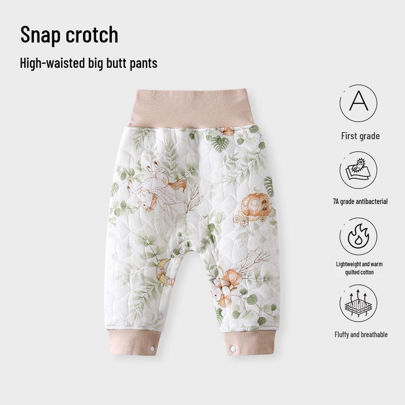 High Waist Cotton Blend Baby Warm Pants for Boys & Girls - Belly Protection Underwear for Spring, Autumn, Winter
